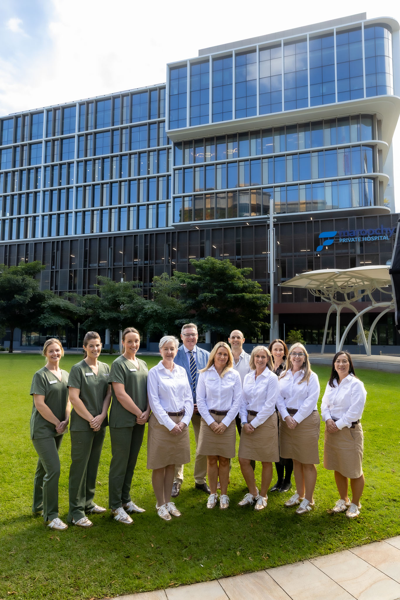 The Solace Clinic specialists, nurses and support staff outside Maroochy Private Hospital in Maroochydore.